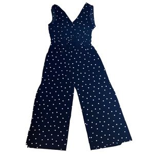 Monteau Polka Dot Belted Jumpsuit Medium